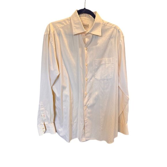 Tommy Bahama Beige Striped Long Sleeve Button-Up Shirt Mens 16 34/35 - Picture 1 of 7